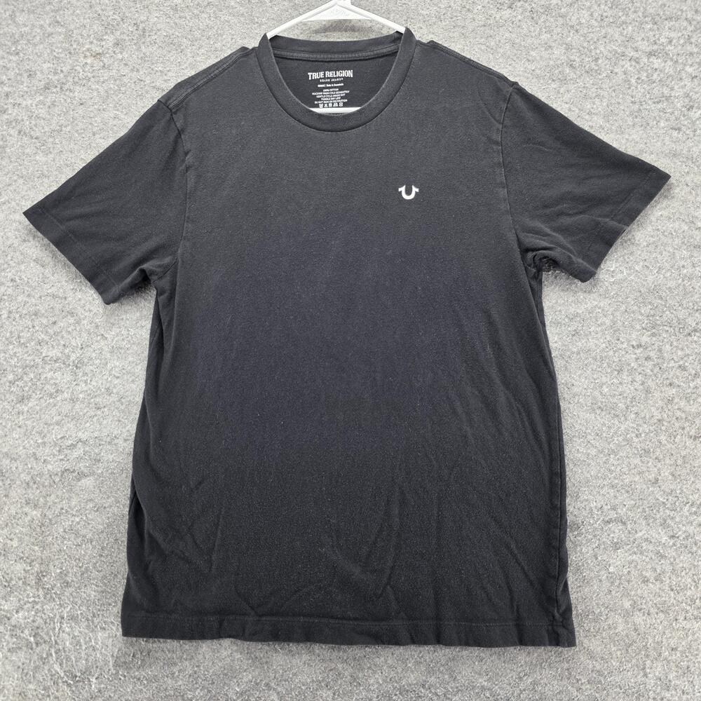 True Religion Shirt Mens M Black Short Sleeve Crewneck Tagless Graphic